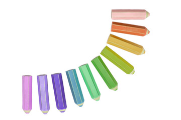 colorful eraser in shaped pencil on white background