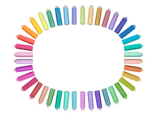 colorful eraser in shaped pencil on white background