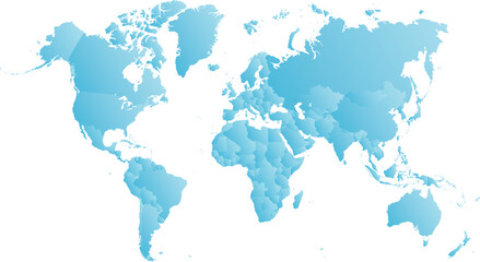 Fototapeta na wymiar vector illustartion of blue colored world map on white background