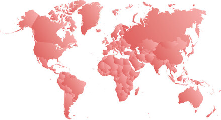 Fototapeta na wymiar vector illustartion of red colored world map on white background