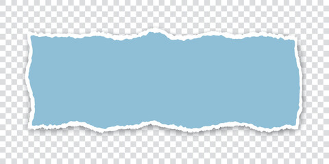 vector blue colored torn paper banner with ripped edges with space for your text on transparent background	