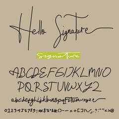Hello signature alphabet uppercase and lowercase font