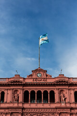 Fototapeta na wymiar Casa Rosada with Argentina's flag in Plaza de Mayo, Buenos Aires, Argentina