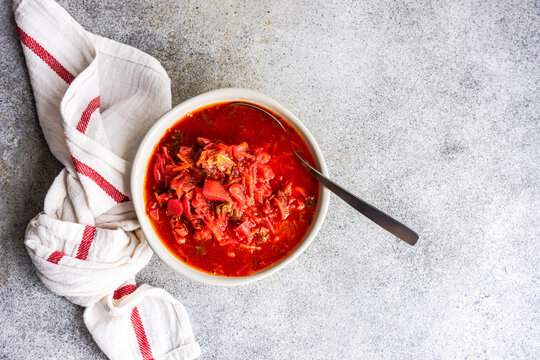 Ukrainian red beetroot borscht