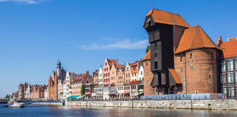 Panorama of the Zuraw crane building at the waterfront in Gdansk, Poland