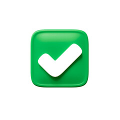Check mark icon isolated over white background. 3D rendering.