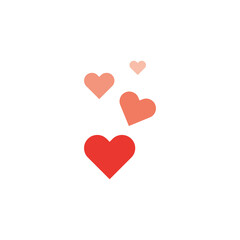 Red hearts icon on white background