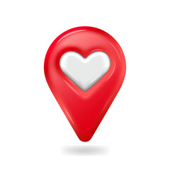 Favorite place location icon red with a heart