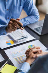 Business people meeting business consulting brainstorming project analysis report Check investment results And profits of the company