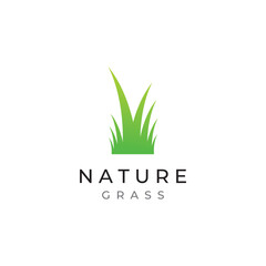 Obraz premium Natural green grass, meadow, and mowed grass element logo in Spring vector logo design template.