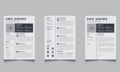  Modern Dark Medel design Resume Layout and Cover Letter with CV