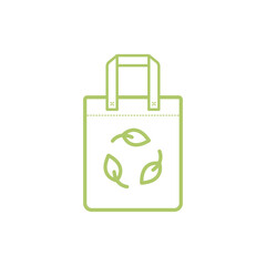 Shopping bag line icon. Cotton eco bag or paper package. Conscious consumption zero waste concept. Vector illustration