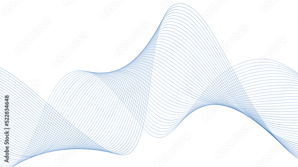 Poster abstract blue wave background. thin line wavy abstract vector background. curve wave seamless patter