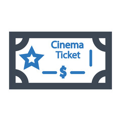 Realistic cinema ticket icon in flat style. Admit one coupon entrance vector illustration on isolated background. 
