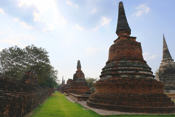 Old Buddha at Old Beautiful Thai Temple Wat Pra Si Wanphet at Ayutthaya, Ayutthaya Historical Park of Thailand