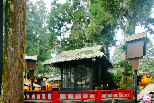 Souvenir shop, tourists visit around the Xitou Monster Village  in Taiwan in Taiwan on 16-11-2019
