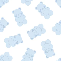 Tuinposter Seamless pattern with blue gummy bears © FRESH TAKE DESIGN