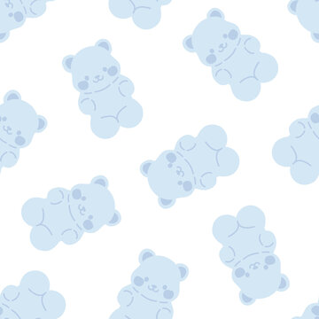 Seamless pattern with blue gummy bears