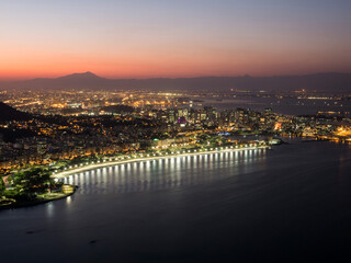 View from the Sugarloaf on the evening of Rio de Janeiro
