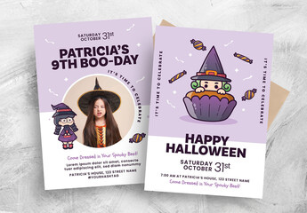 Simple Halloween Birthday Party Flyer Poster