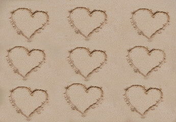 Heart write down on Sand at the Beach for Wallpaper or texture for designing, Love, Valentine's Day