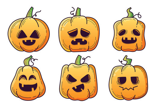 Halloween Pumpkin Vector Clipart Illustrations