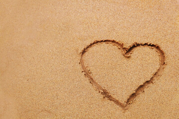 Heart write down on Sand at the Beach for Wallpaper or texture for designing, Love, Valentine's Day