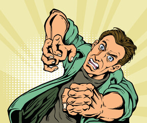 The man was angry, upset.hand drawn style vector design illustration.