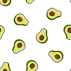 Seamless pattern with hand drawn avocados