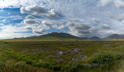 Connemara National Park landscape with the Twelve Bens mountains in western Ireland
