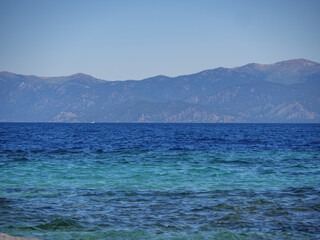 Blue water of Lake Tahoe California from Emerald Bay