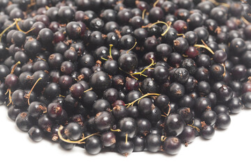 Black currant top view, close up. Vegan and vegetarian concept. Summer healthy food. Macro of berries.