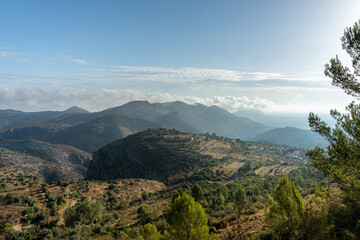 Mountains landscape at morning, in autumn.