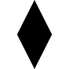 Black filled diamond, rhombus shape, design element. Isolated png illustration, transparent background. Asset for overlay, texture, pattern, montage, collage, mark making, brush, stamp, grain source.