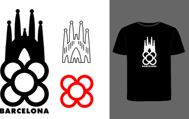 Barcelona. design about the city of Barcelona with the flower of Barcelona and one of the icons of the city