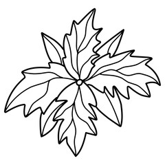Decorative leaves illustration. Hand-drawn doodles illustration.
Line art. Icon
