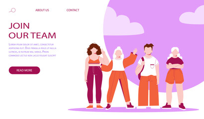 join our team concept with team people working together - vector