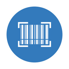 Bar code icon. Blue color design.