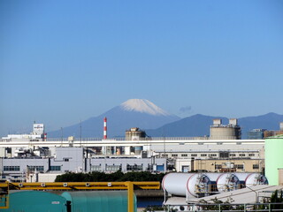 Mount Fuji from the factory in Yokohama