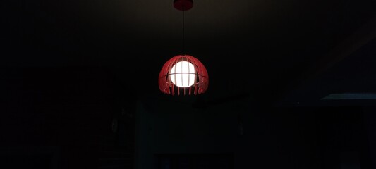 Red lantern on a wall Night Time Photography 