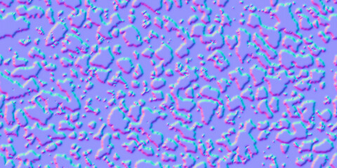 Normal map of grunge surface with organic dots as a seamless pattern. Spotted background. Animal print. Bump mapping of planet texture with continents. 3d shader of aged material © Kusandra
