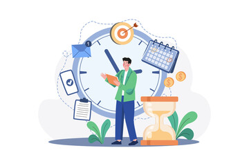 Businessman with his schedule Illustration concept on white background