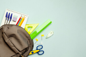 Backpack with colorful school supplies