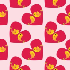 Seamless background with chickens...Cartoon illustration as texture with birds...Happy Easter.