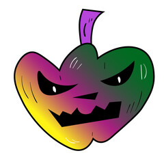 Halloween pumpkin . Vector spooky doodle icon. Colourful illustration on white background.