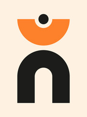 Abstract  poster. Contemporary  geometric composition. Boho wall decor. Mid century art print.