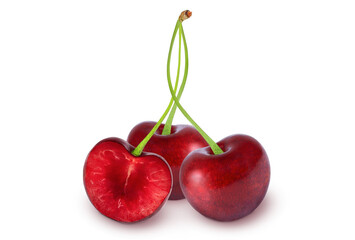 Cherry on an isolated white background.