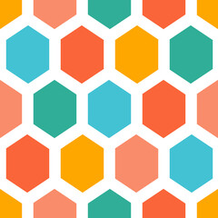 Seamless pattern with colorful hexagons