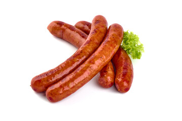 BBQ Roasted pork sausages, isolated on white background.