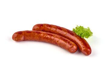 BBQ Roasted pork sausages, isolated on white background.